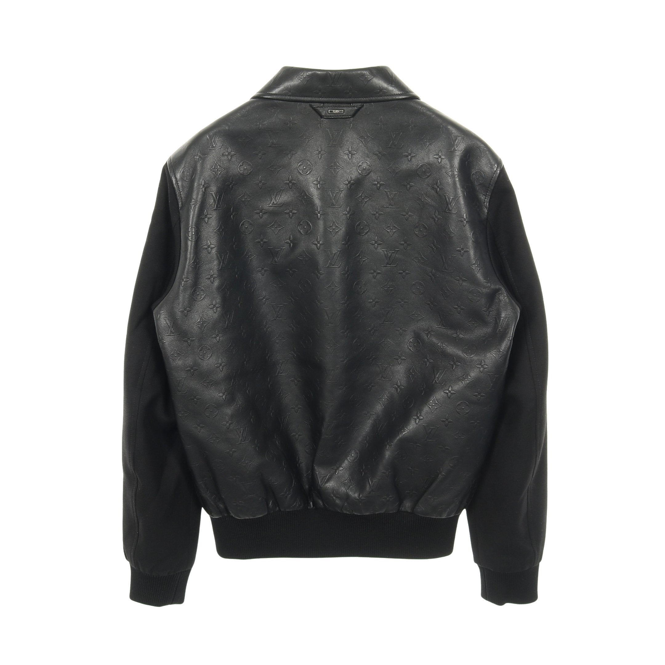【新品未使用】Louis Vuitton ブラック レザージャケット モノグラム ブルゾン レザージャケット レザー ウール ブラック 切替