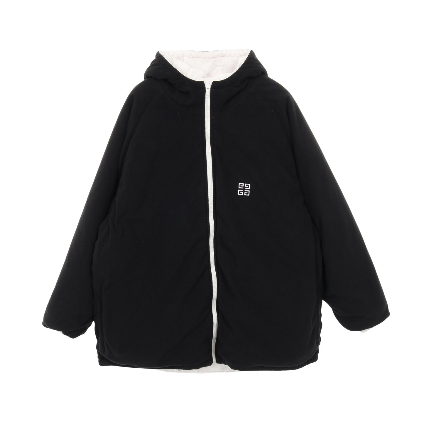 フリース ジャケット ロゴ刺繍 ナイロン ブラック ホワイト リバーシブル フード付き ジバンシィ アウター GIVENCHY