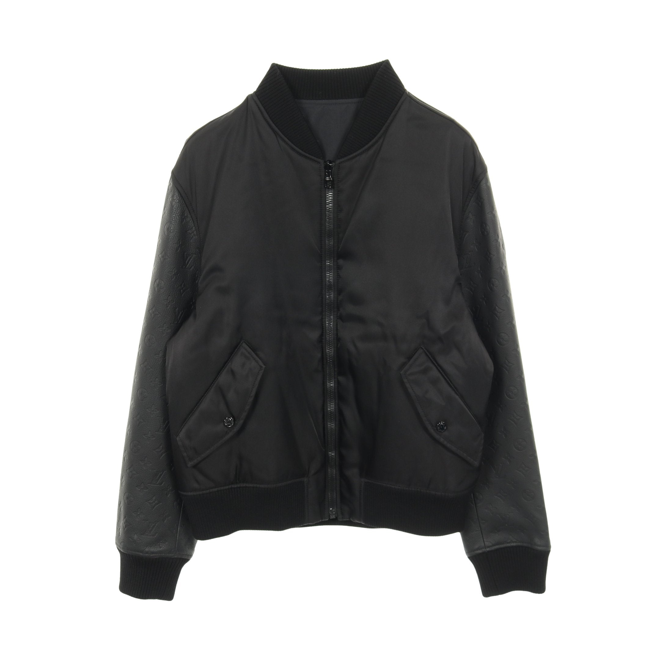 モノグラム ブルゾン ボンバージャケット レザー ナイロン コットン