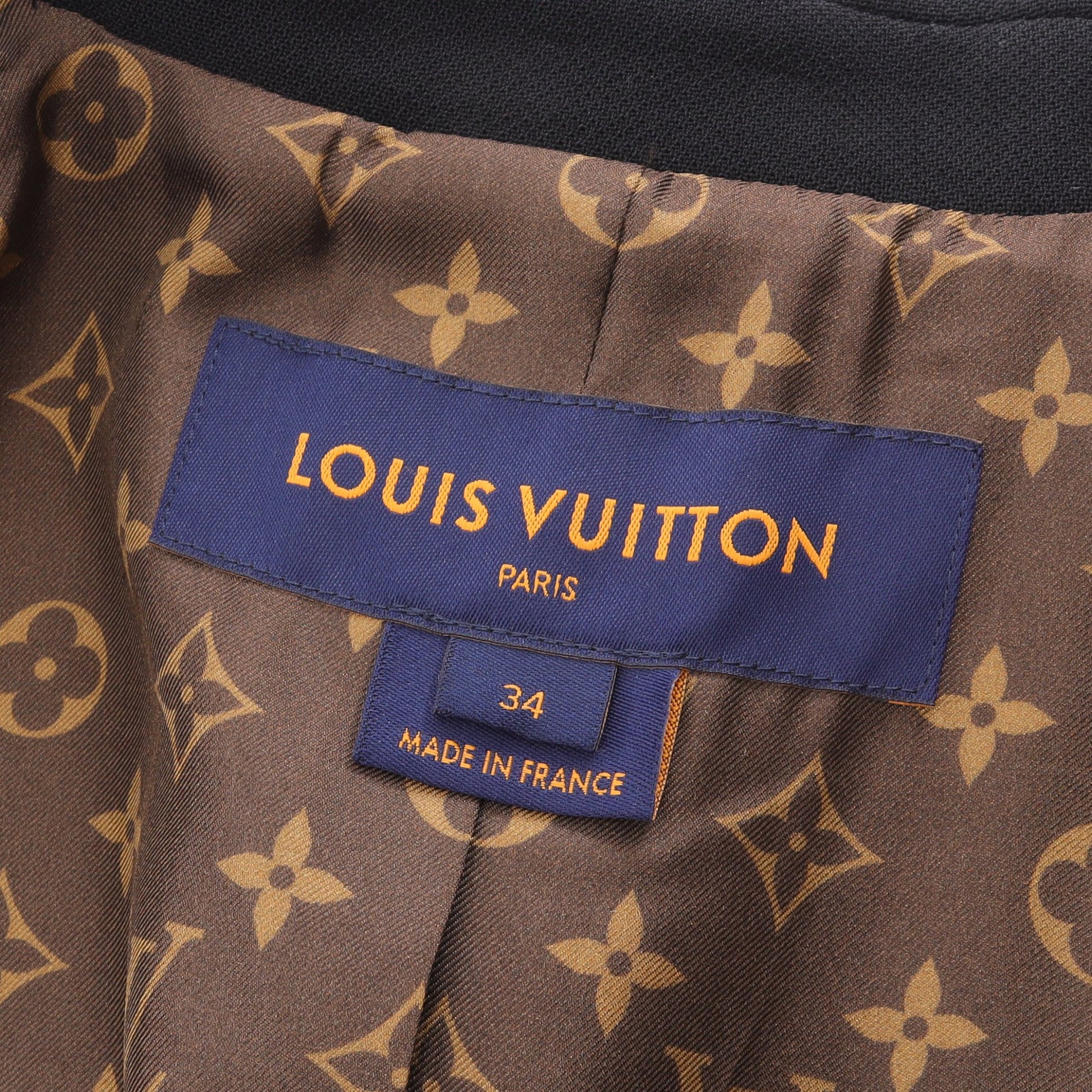 チェスターコート ウール レザー ブラック イカリボタン 裏地モノグラム ルイヴィトン アウター LOUIS VUITTON