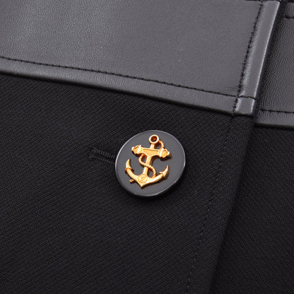 チェスターコート ウール レザー ブラック イカリボタン 裏地モノグラム ルイヴィトン アウター LOUIS VUITTON
