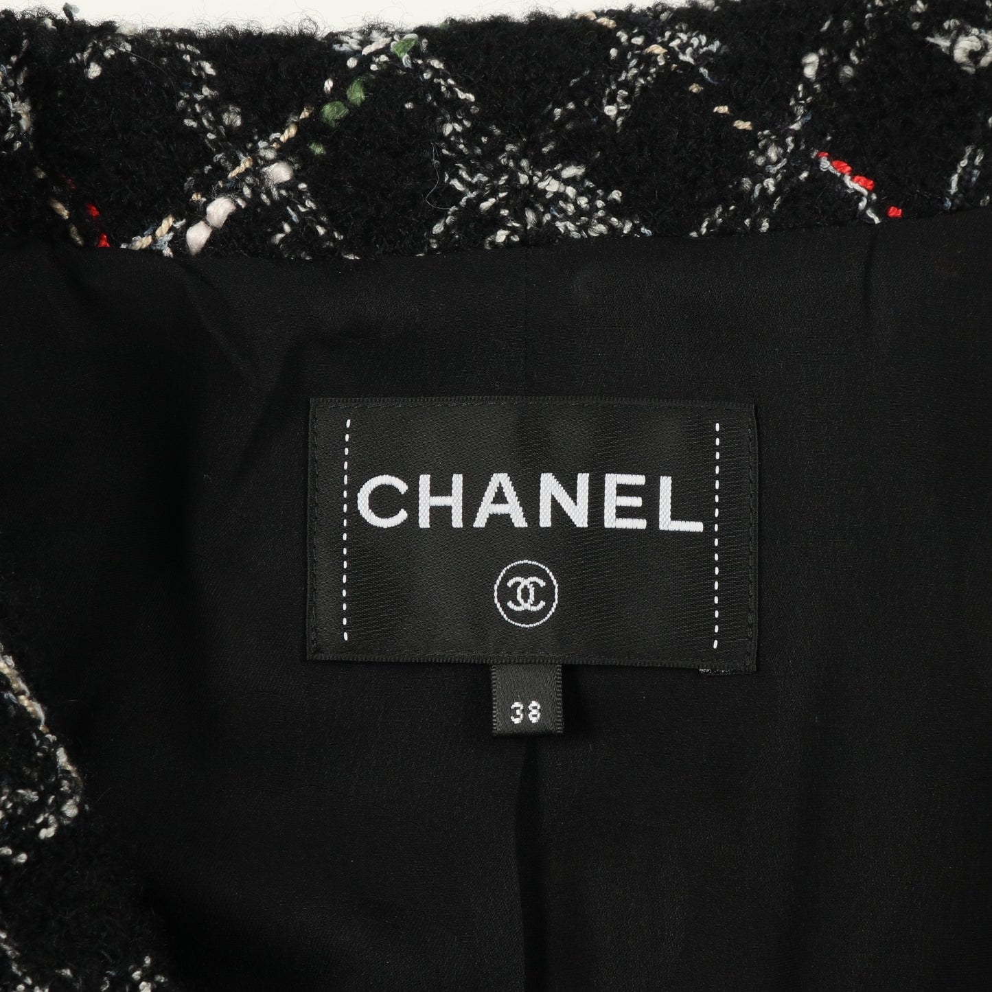 ココマークボタン ツイード ジャケット コットン ウール ブラック マルチカラー シャネル アウター CHANEL