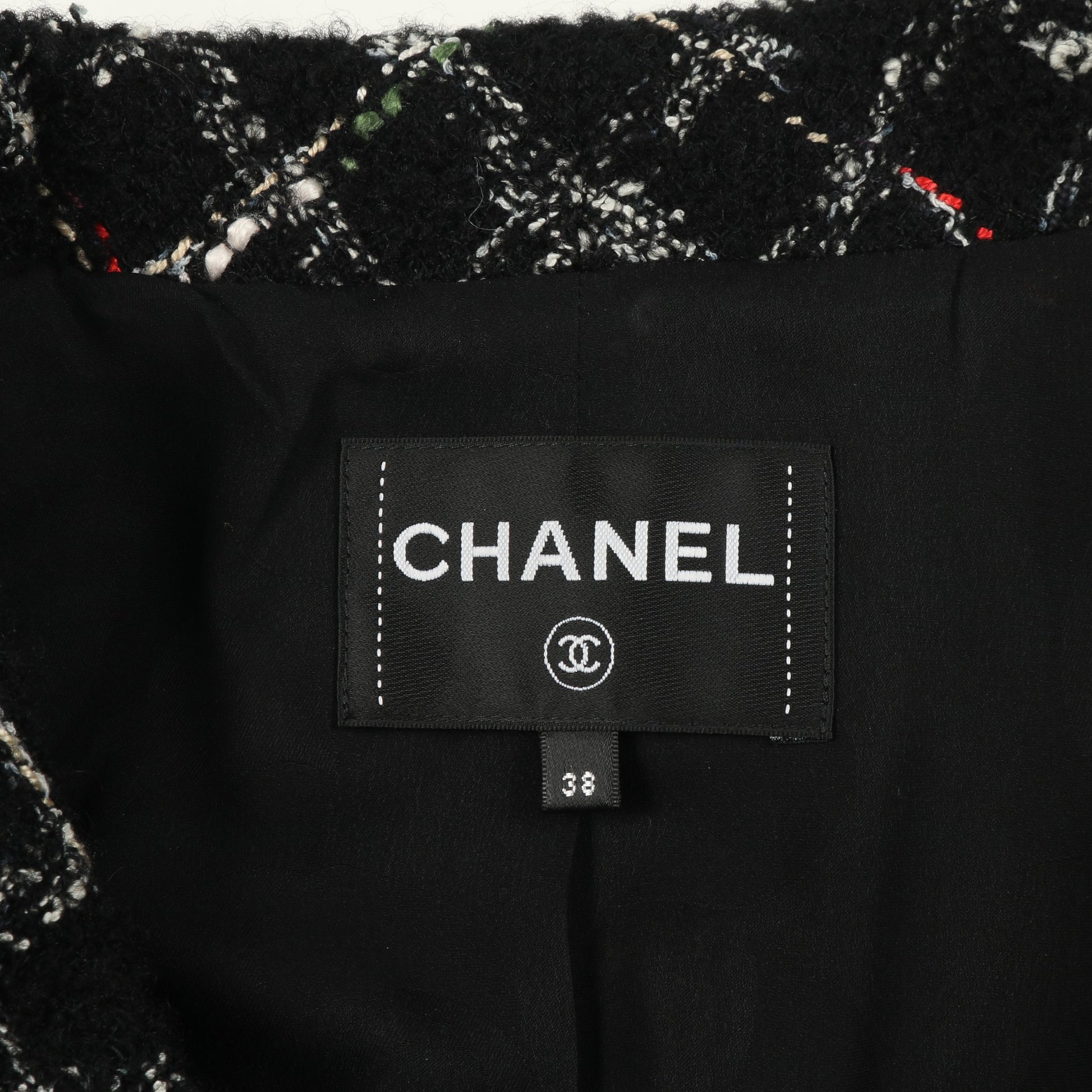 ココマークボタン ツイード ジャケット コットン ウール ブラック マルチカラー シャネル アウター CHANEL