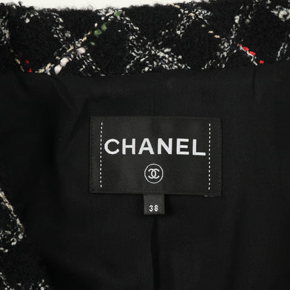 ココマークボタン ツイード ジャケット コットン ウール ブラック マルチカラー シャネル アウター CHANEL