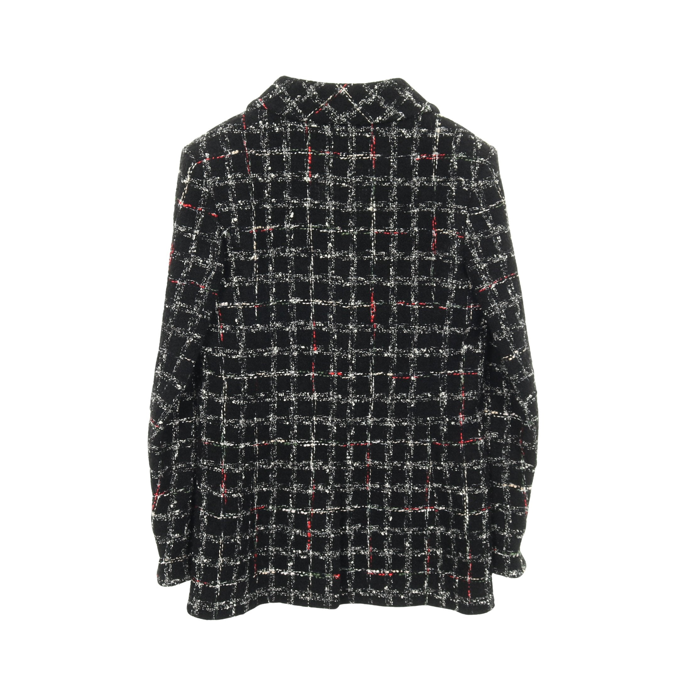 ココマークボタン ツイード ジャケット コットン ウール ブラック