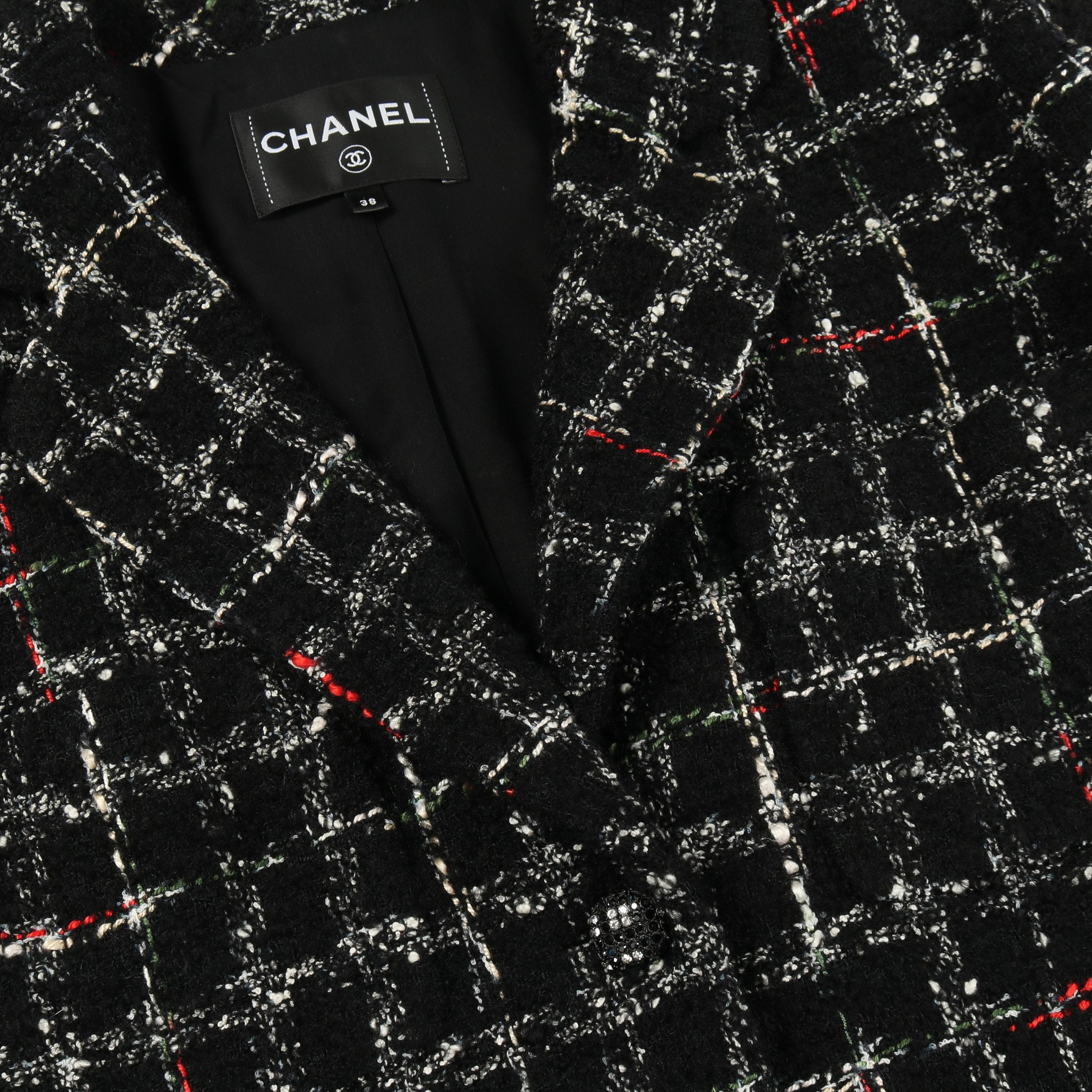 ココマークボタン ツイード ジャケット コットン ウール ブラック