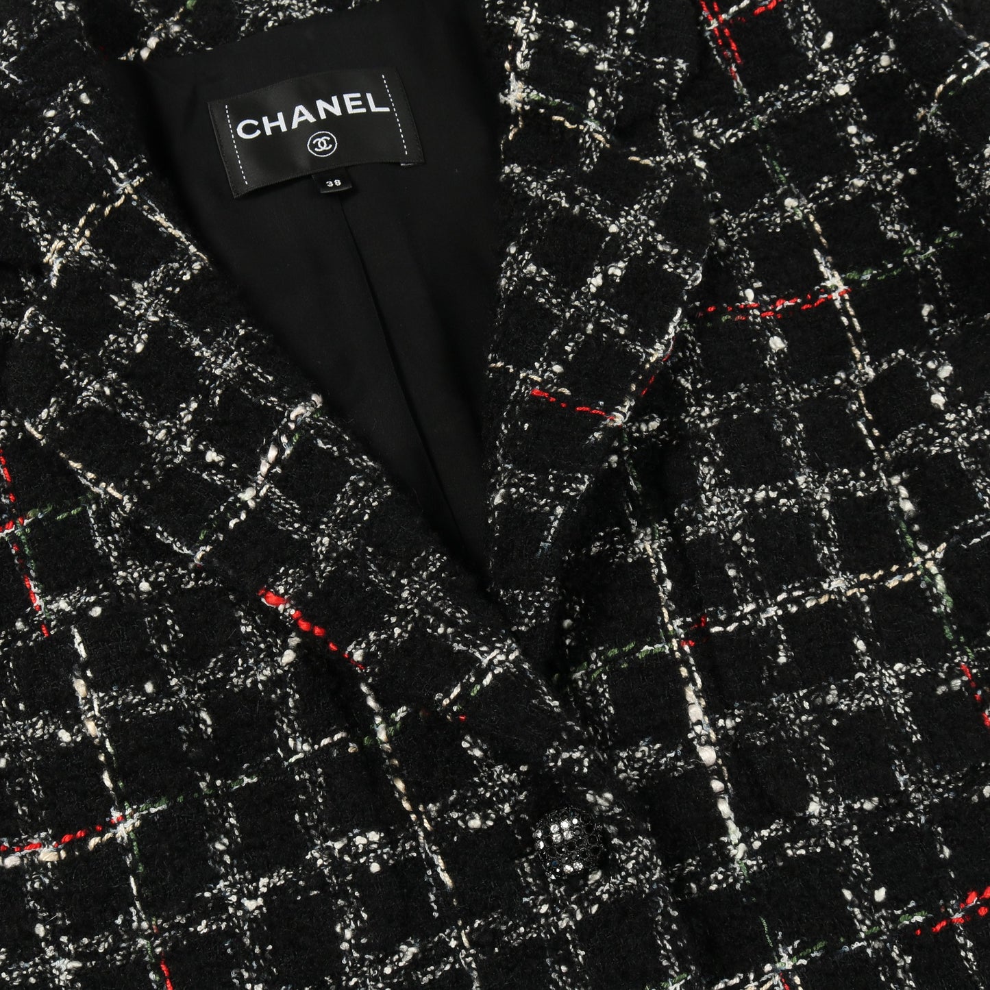 ココマークボタン ツイード ジャケット コットン ウール ブラック マルチカラー シャネル アウター CHANEL