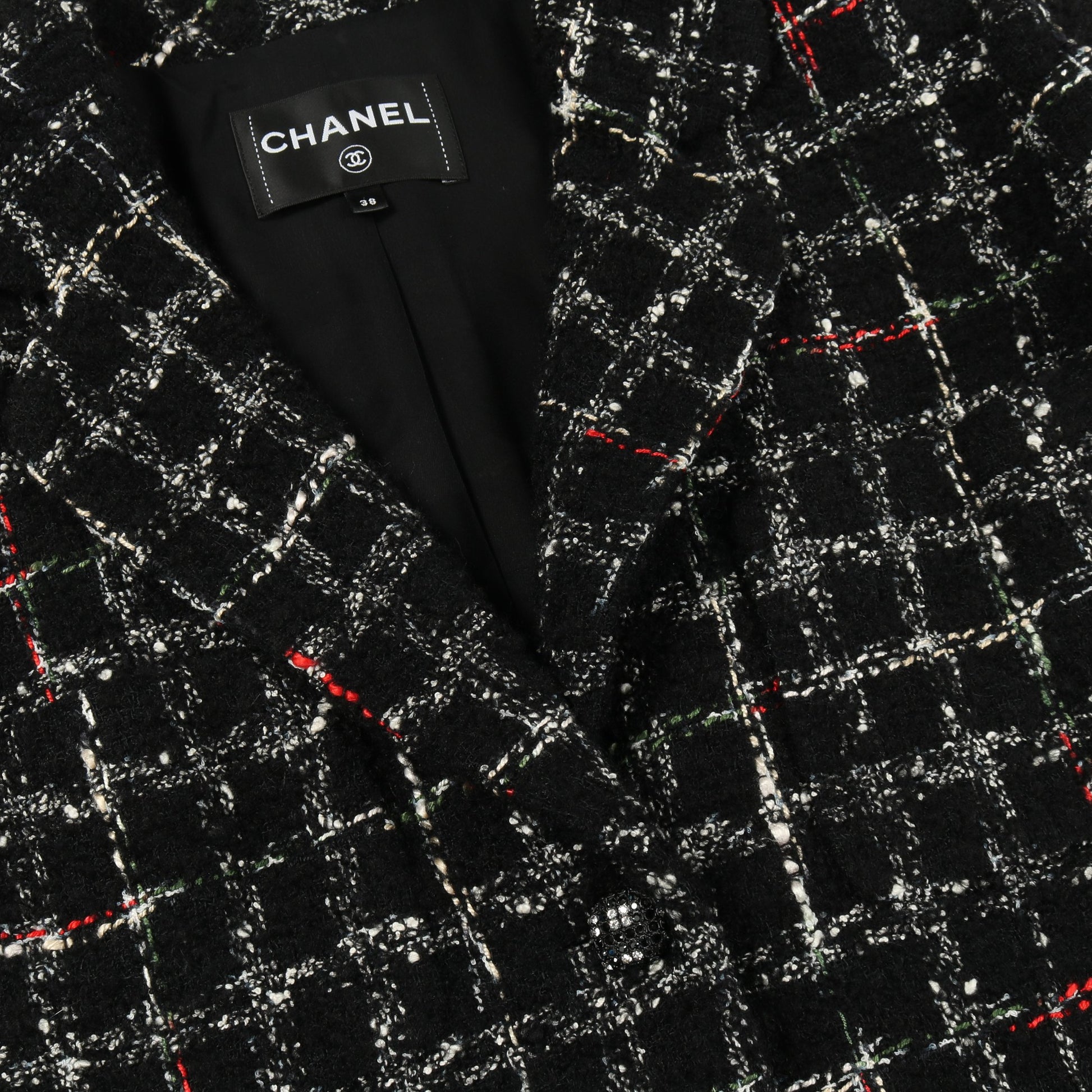 ココマークボタン ツイード ジャケット コットン ウール ブラック マルチカラー シャネル アウター CHANEL