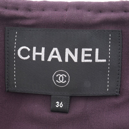 ココマークボタン ツイード ジャケット ウール ダークパープル シャネル アウター CHANEL