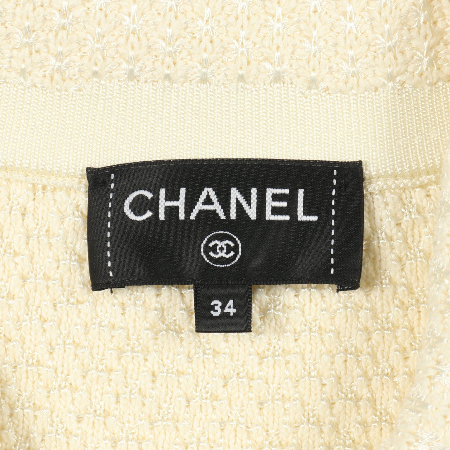 ココマークボタン ニット ジャケット 半袖 コットン ビスコース アイボリー ブラック シャネル アウター CHANEL