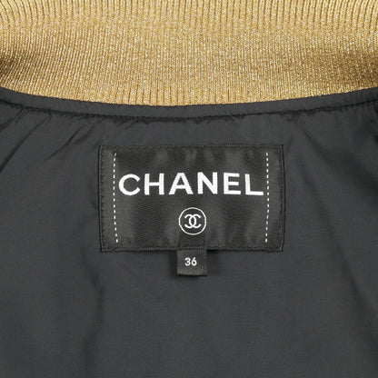 キルティング ダウンジャケット ナイロン ブラック ゴールド シャネル アウター CHANEL