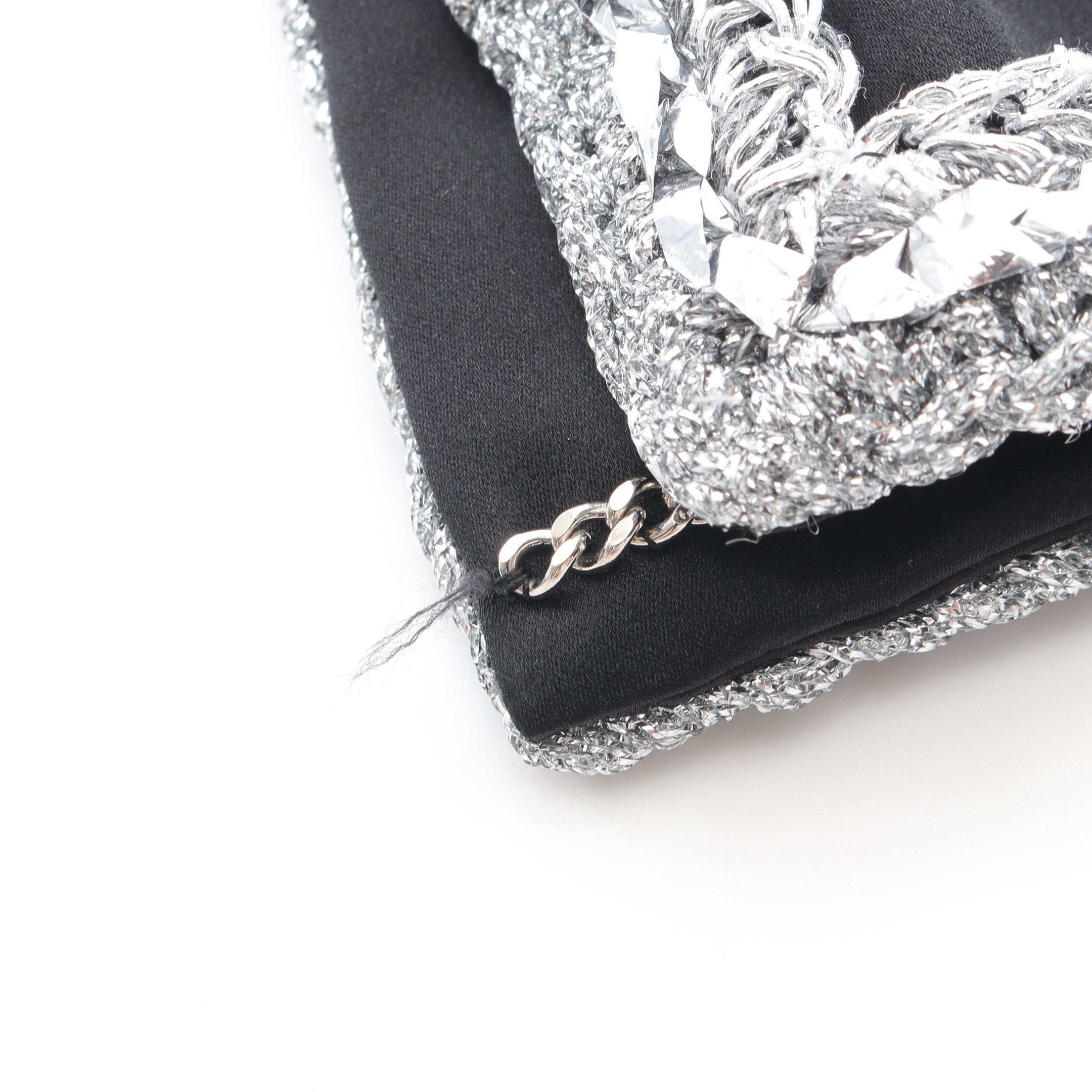 CHANEL　ジャケット　黒シルバーラメアウター　CC ボタン シャネル ココボタン ポリエステル×ナイロン ジャケット 36 レディース