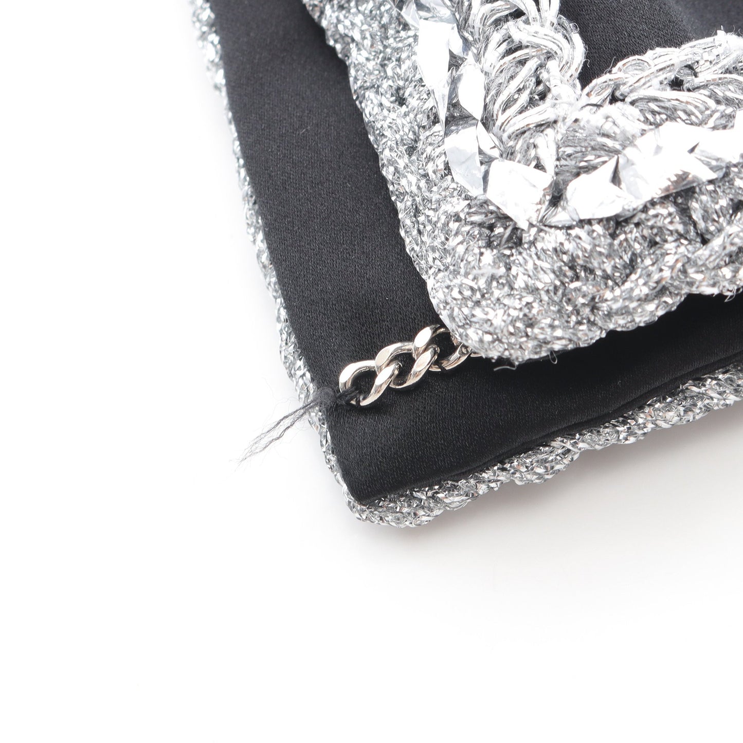 ココマークボタン ノーカラージャケット シルク ブラック シルバー 20S シャネル アウター CHANEL