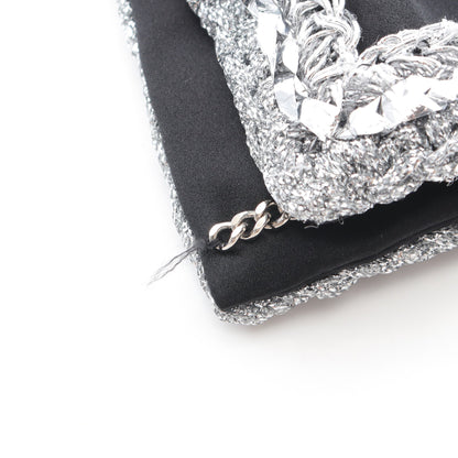 ココマークボタン ノーカラージャケット シルク ブラック シルバー 20S シャネル アウター CHANEL