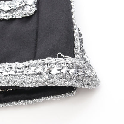 ココマークボタン ノーカラージャケット シルク ブラック シルバー 20S シャネル アウター CHANEL