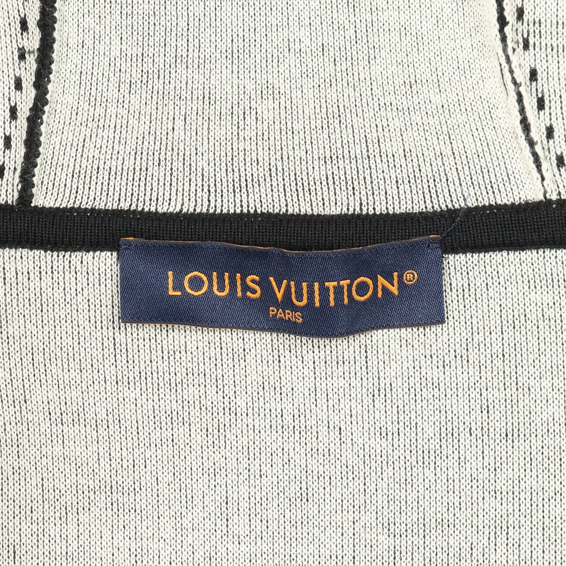 グラフィックインターシャ ジップコットンフーディ ジップアップパーカー コットン ブラック ルイヴィトン トップス LOUIS VUITTON