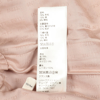 ツイード ノーカラージャケット ウール ダスティピンク セリーヌ アウター CELINE