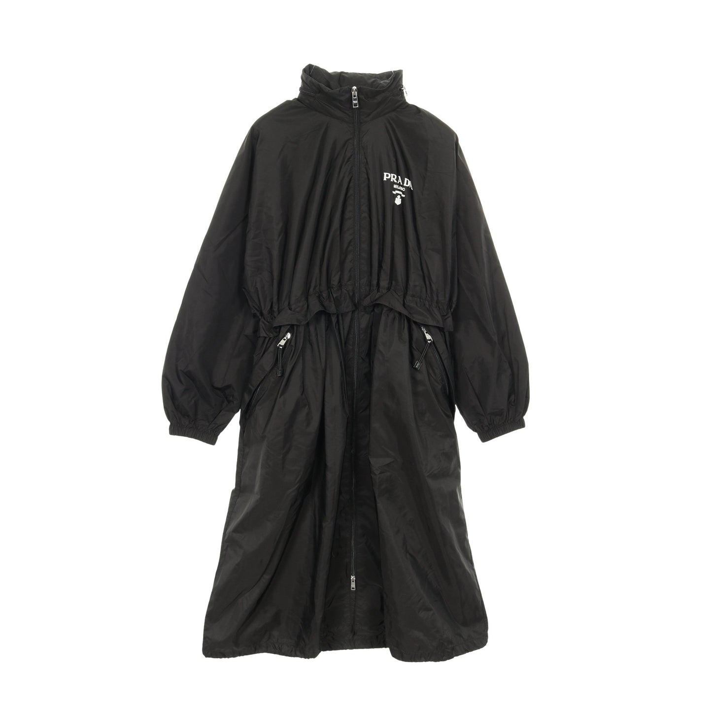 Re-Nylon ナイロンフーデッドレインコート コート ナイロン ブラック フード付き プラダ アウター PRADA