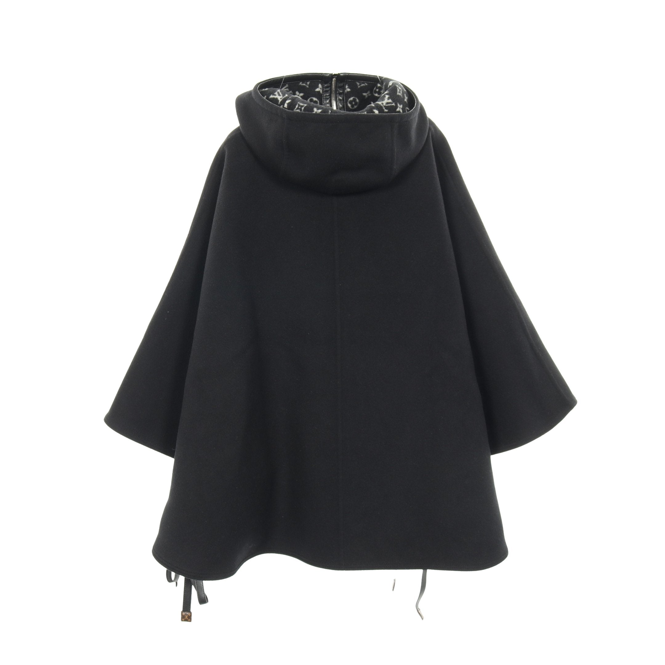 新品未使用★LOUIS VUITTON★モノグラム★ケープコート★ポンチョ フーデッドケープ モノグラム ポンチョ ウール シルク ブラック フード