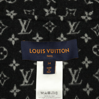 フーデッドケープ モノグラム ポンチョ ウール シルク ブラック フード付き ルイヴィトン アウター LOUIS VUITTON