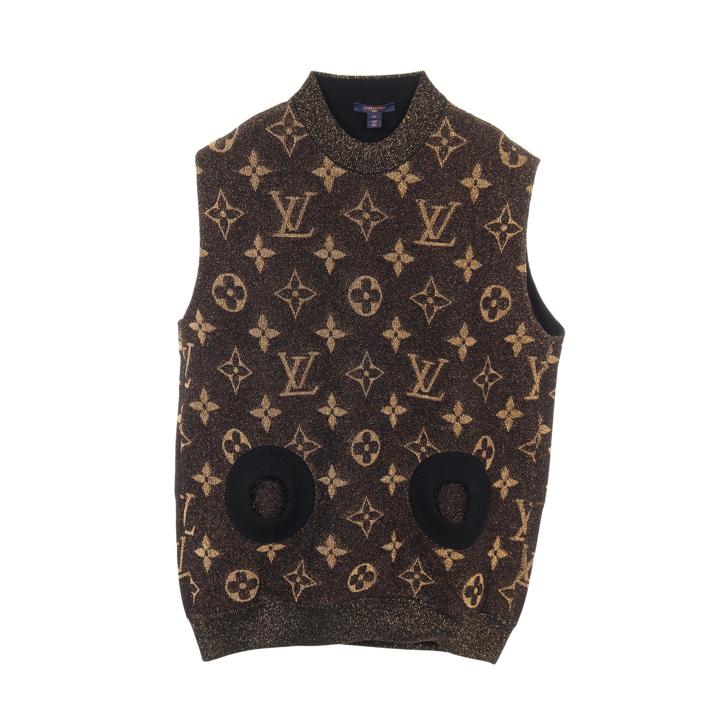モノグラム ベスト ニット ウール ナイロン ブラック ゴールド ルイヴィトン トップス LOUIS VUITTON
