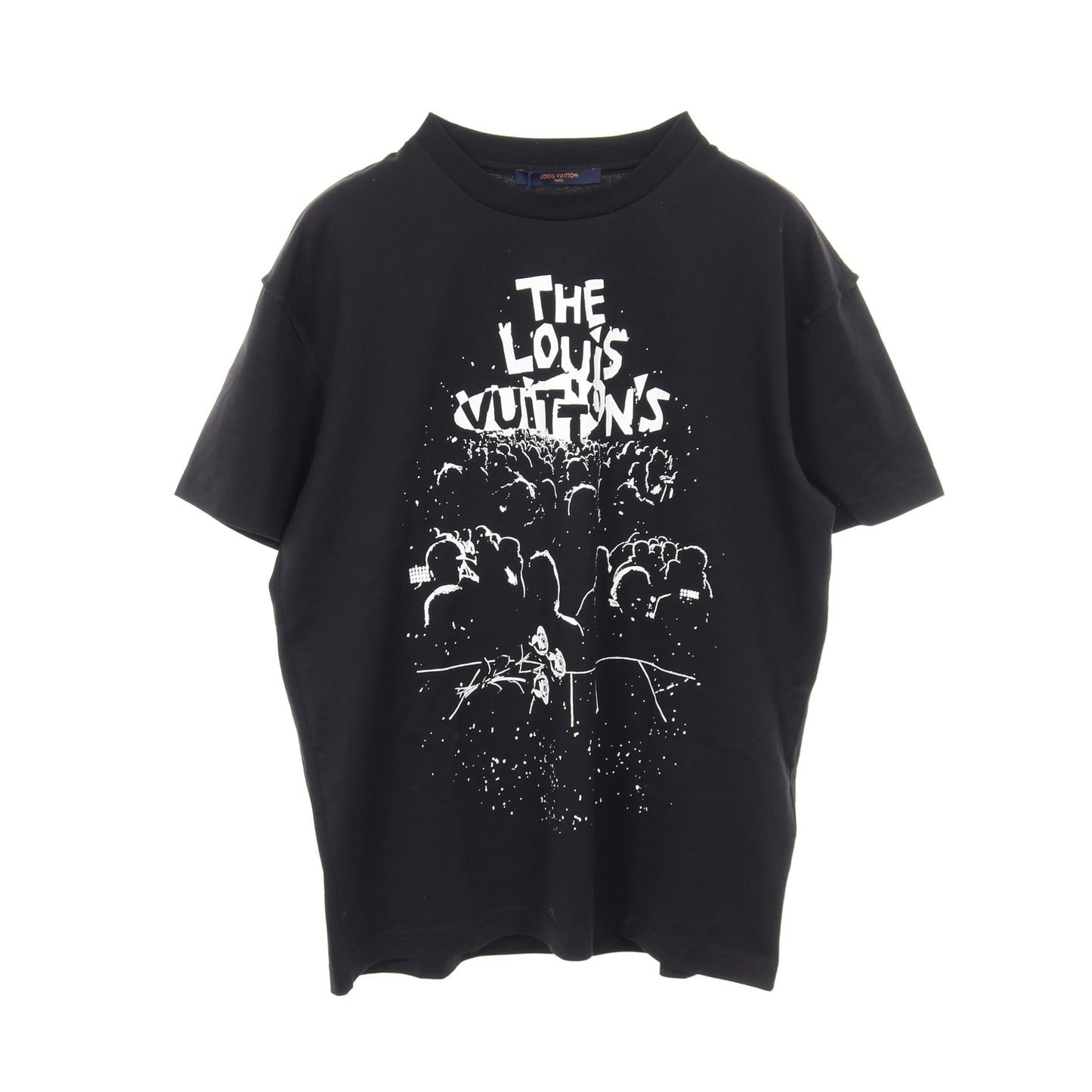 LVコンサート プリント Tシャツ クルーネック 半袖 コットン ブラック 