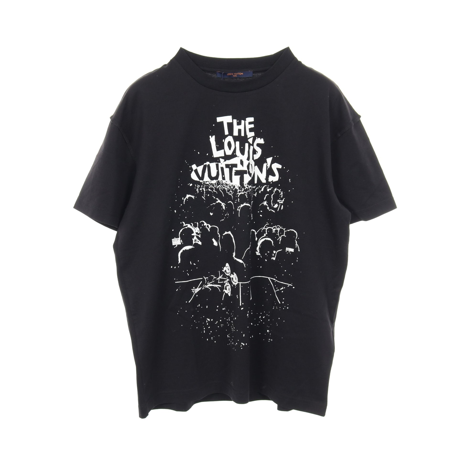 LVコンサート プリント Tシャツ クルーネック 半袖 コットン ブラック 