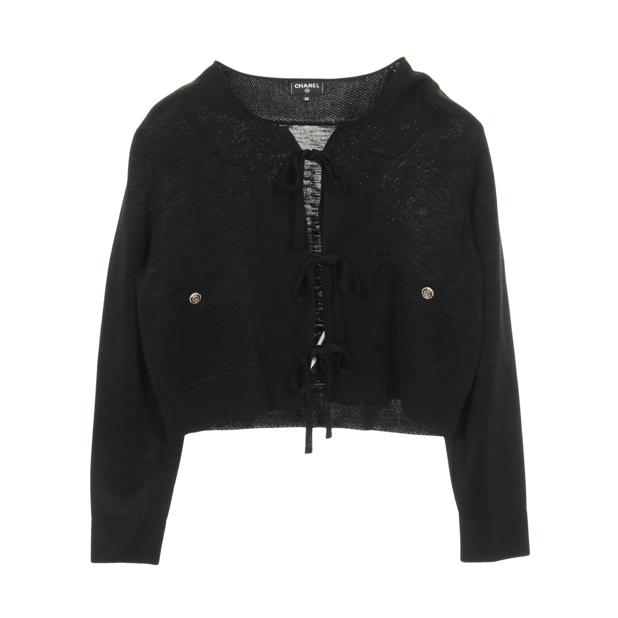 ココマークボタン クロップド カーディガン ビスコース ブラック ココマークボタン クロップド カーディガン ビスコース ブラック