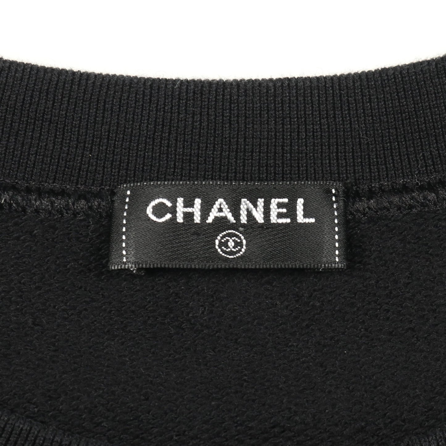 ココマーク Tシャツ クルーネック 半袖 ラグランスリーブ コットン ブラック ゴールド シャネル トップス CHANEL