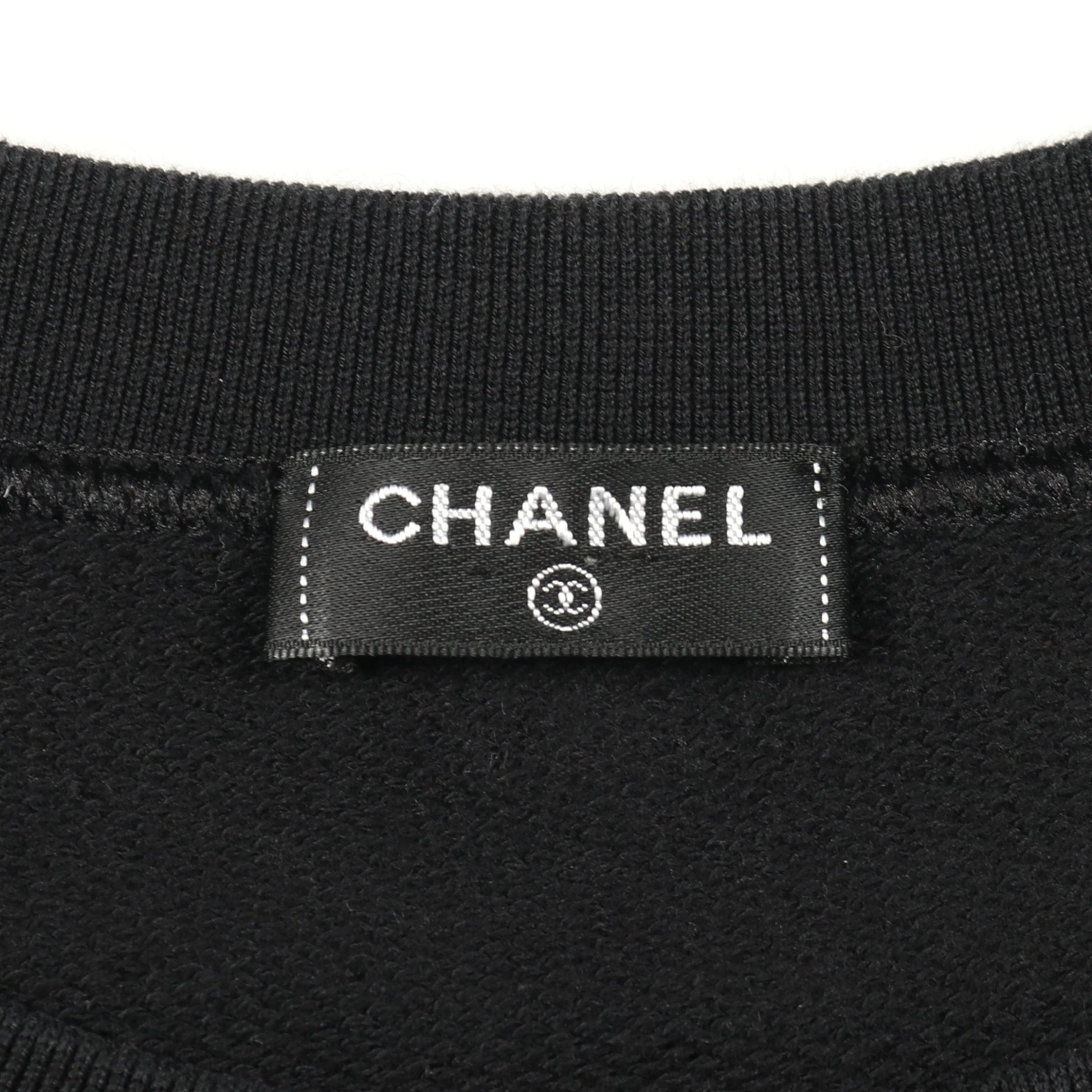 ココマーク Tシャツ クルーネック 半袖 ラグランスリーブ コットン ブラック ゴールド シャネル トップス CHANEL