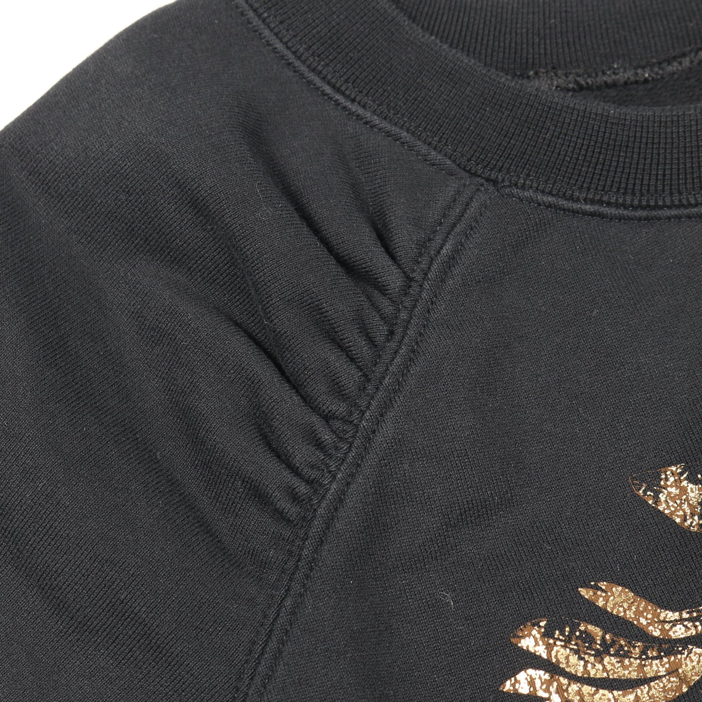 ココマーク Tシャツ クルーネック 半袖 ラグランスリーブ コットン ブラック ゴールド シャネル トップス CHANEL