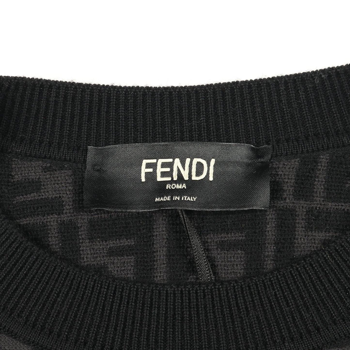 FFロゴ ニット クルーネック 総柄 ウール ブラック ネイビー フェンディ トップス FENDI