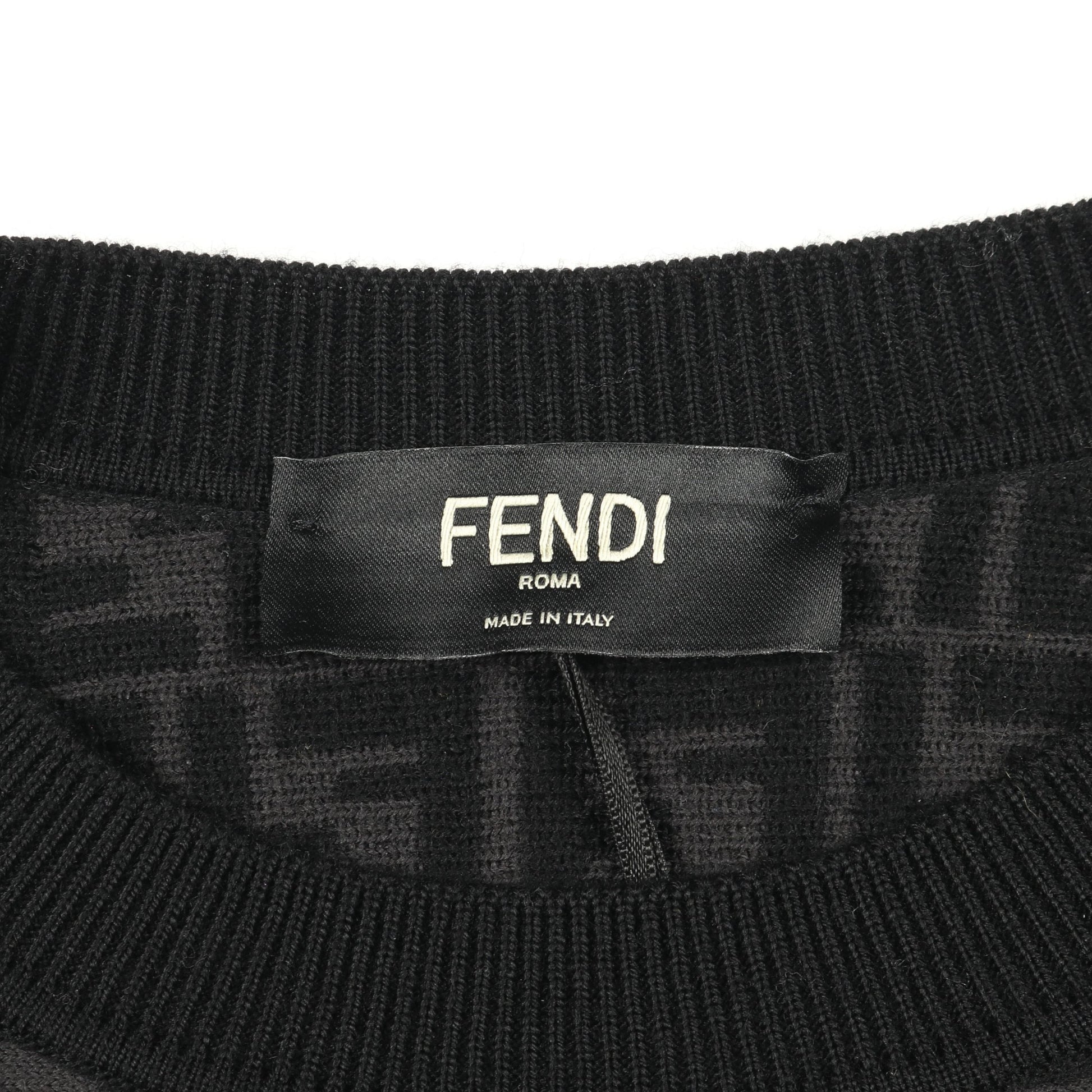 FFロゴ ニット クルーネック 総柄 ウール ブラック ネイビー フェンディ トップス FENDI