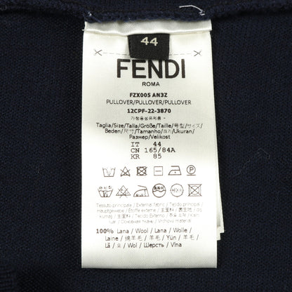 FFロゴ ニット クルーネック 総柄 ウール ブラック ネイビー フェンディ トップス FENDI