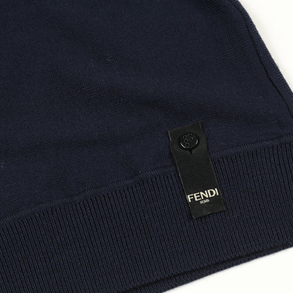 FFロゴ ニット クルーネック 総柄 ウール ブラック ネイビー フェンディ トップス FENDI
