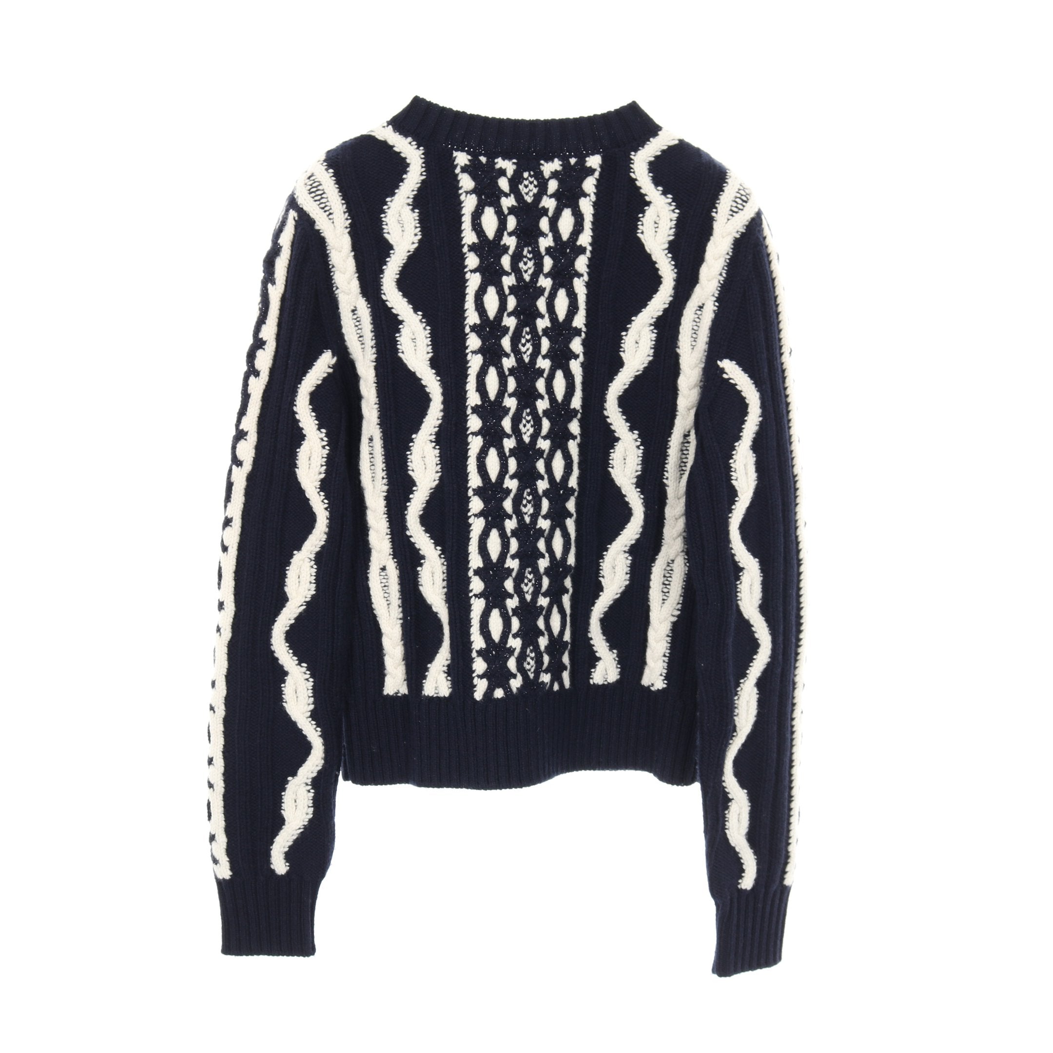 ケーブルセーター ニット ウール カシミヤ ネイビー ホワイト シャネル