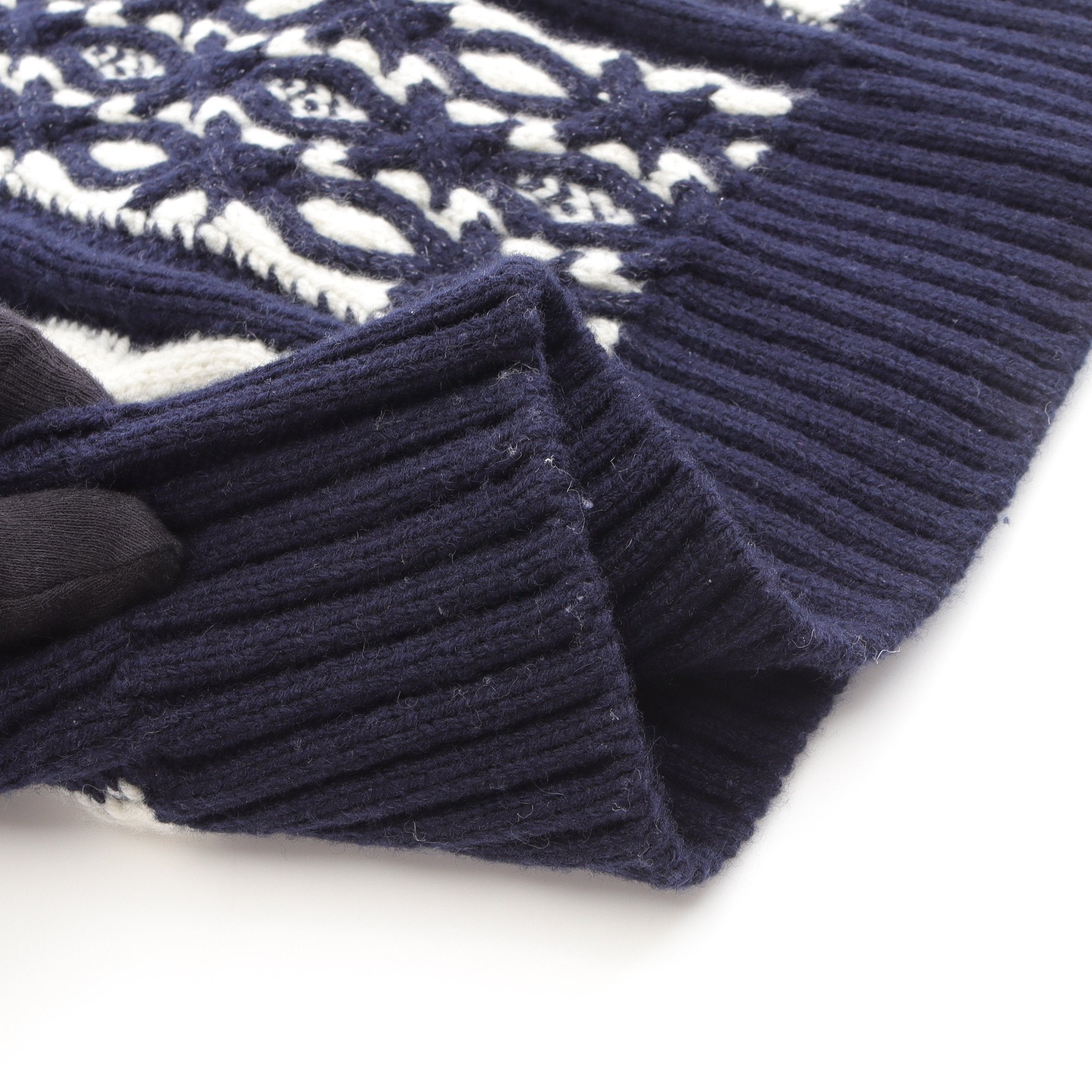 ケーブルセーター ニット ウール カシミヤ ネイビー ホワイト シャネル