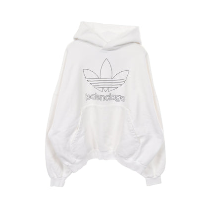 BALENCIAGA × adidas プルオーバーパーカー ロゴ 刺繍 コットン ホワイト バレンシアガ トップス BALENCIAGA