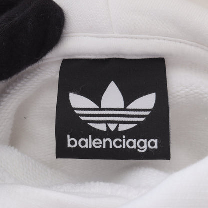 BALENCIAGA × adidas プルオーバーパーカー ロゴ 刺繍 コットン ホワイト バレンシアガ トップス BALENCIAGA