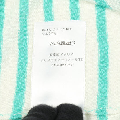 DIORIVERA ニット クルーネック ボーダー リネン カシミヤ シルク オフホワイト エメラルドグリーン クリスチャンディオール トップス Christian Dior