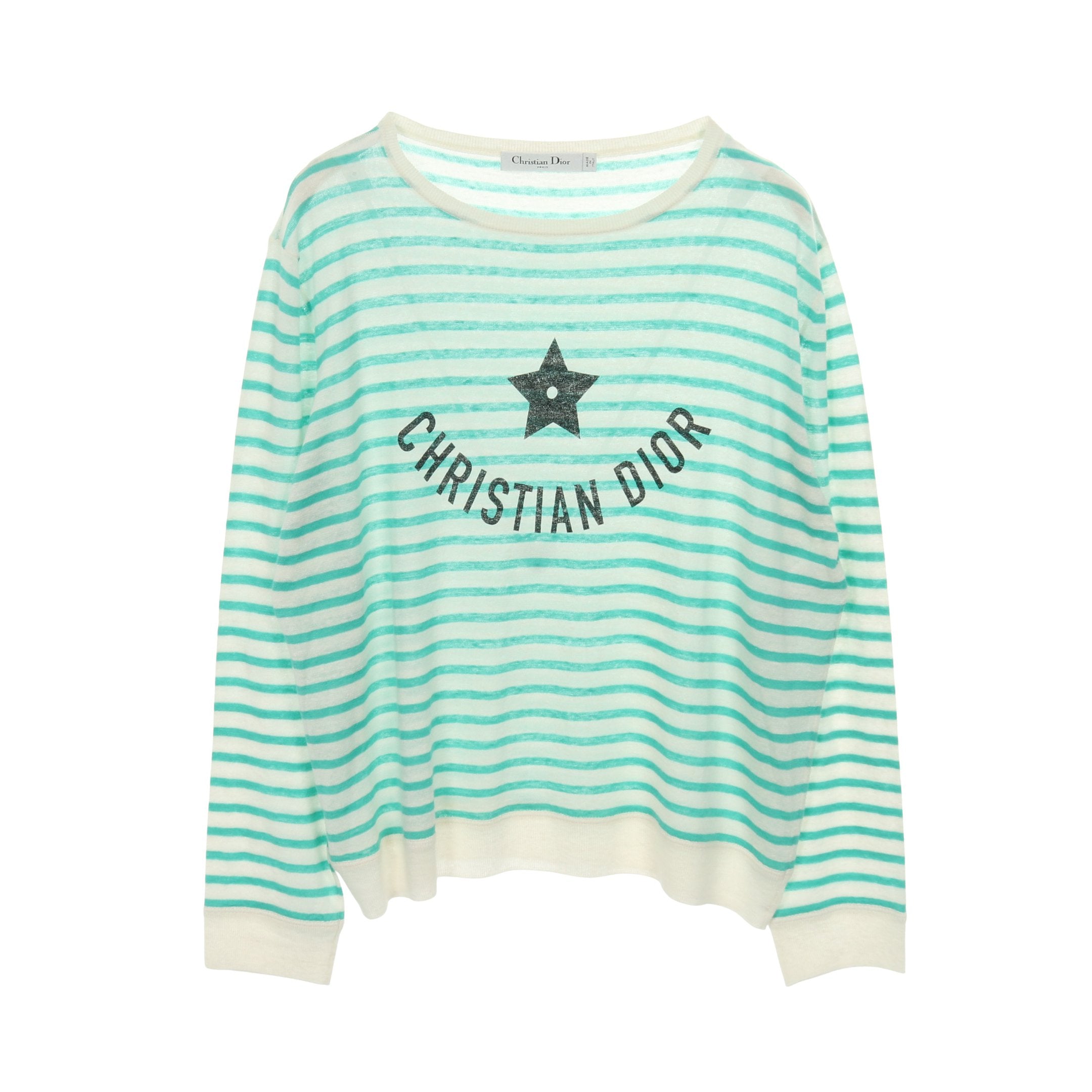 DIORIVERA ニット クルーネック ボーダー リネン カシミヤ シルク オフ