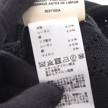 Hリフト カーディガン クルーネック レーヨン コットン ブラック エルメス トップス HERMES