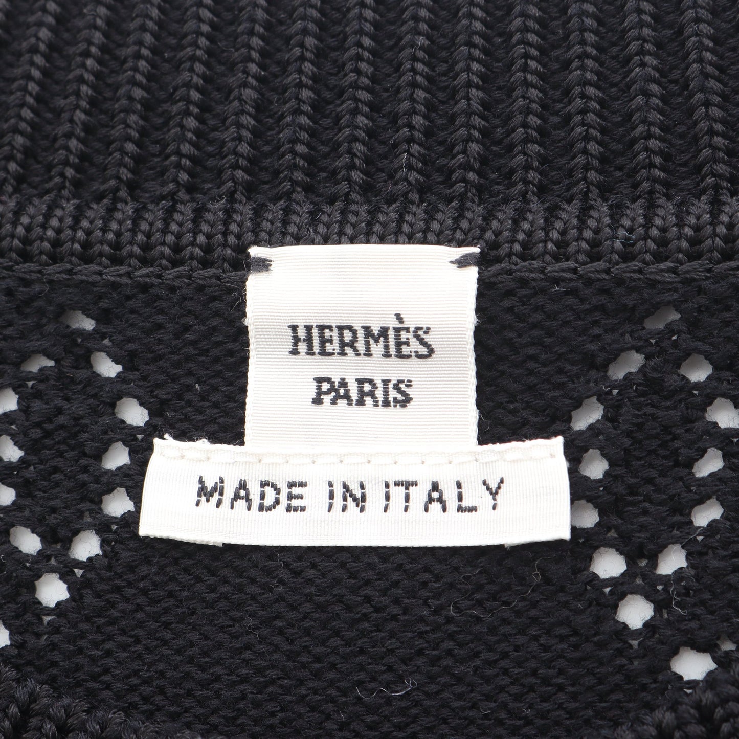 Hリフト カーディガン クルーネック レーヨン コットン ブラック エルメス トップス HERMES
