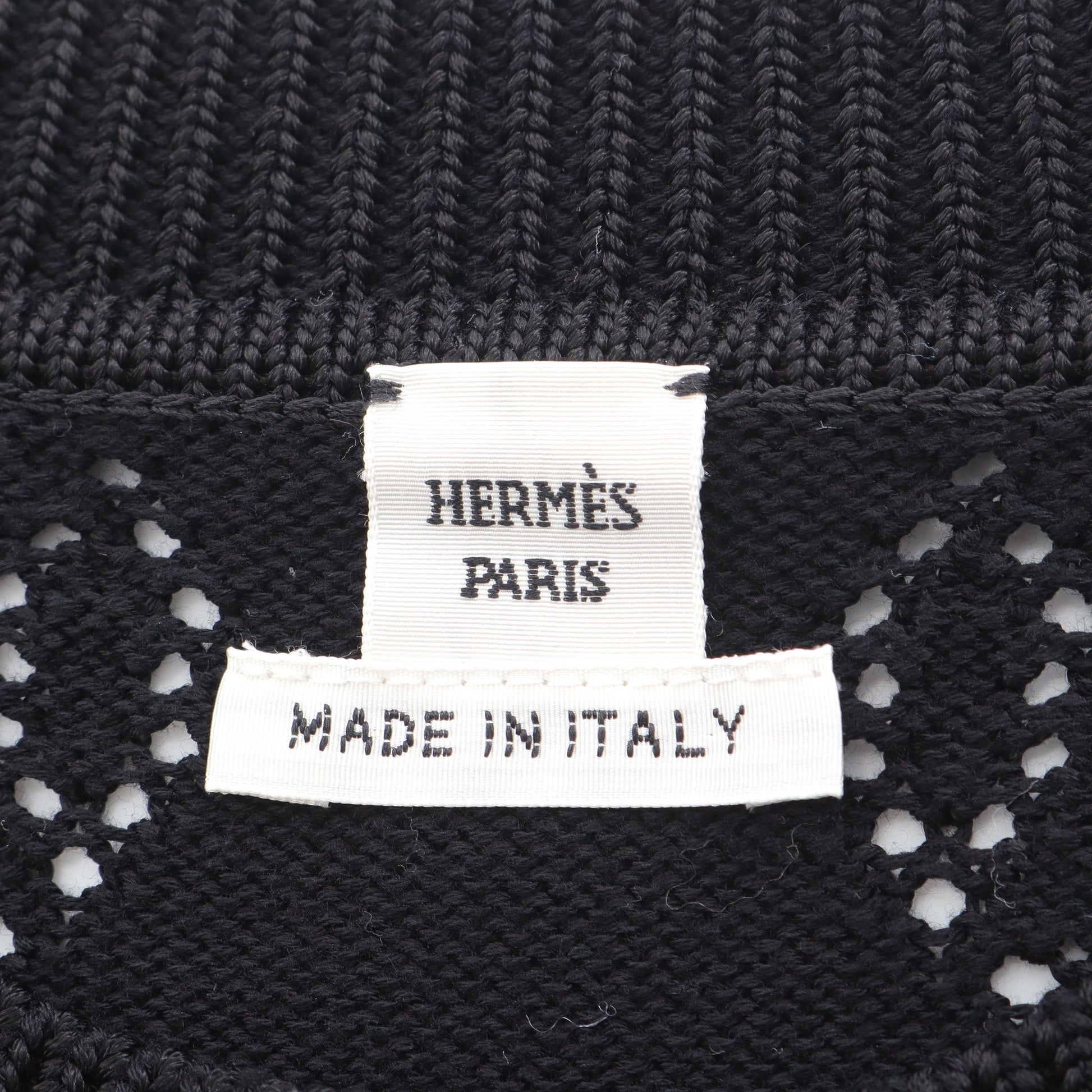 Hリフト カーディガン クルーネック レーヨン コットン ブラック エルメス トップス HERMES