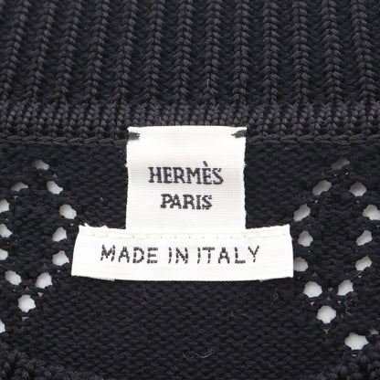 Hリフト カーディガン クルーネック レーヨン コットン ブラック エルメス トップス HERMES