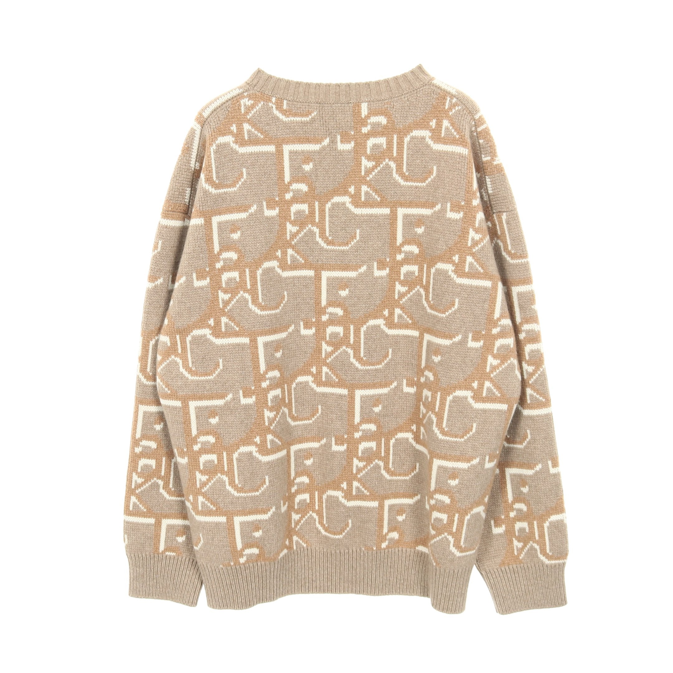 Christian Dior ニット セーター トロッター 総柄 ブラウン DIOR × TRAVIS SCOTT CACTUS JACK ニット ロゴ総柄 カシミヤ ブラウン