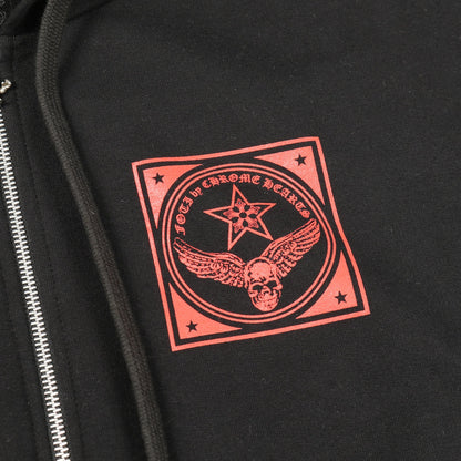 FOTI フォティ ジップアップパーカー バックプリント コットン ブラック レッド 裏起毛 クロムハーツ トップス Chrome Hearts