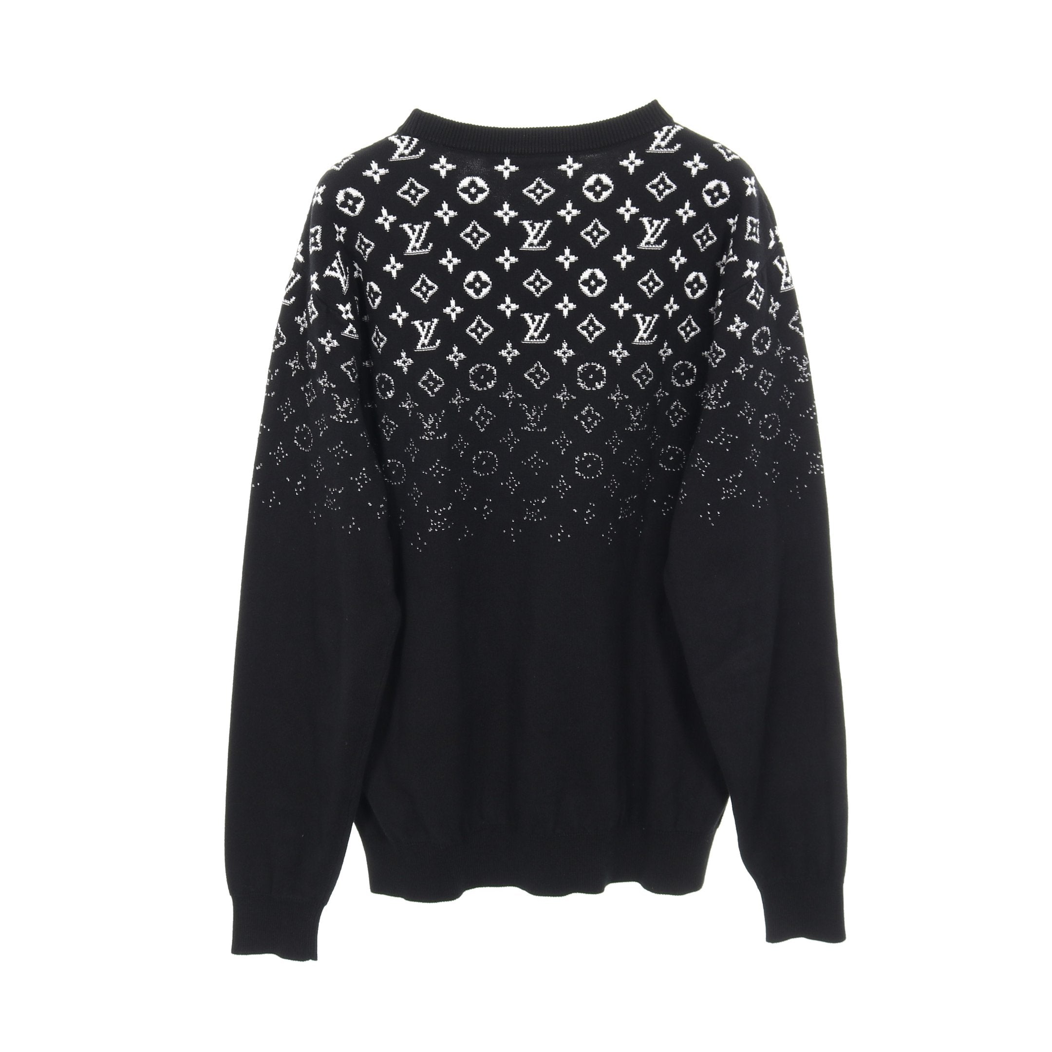 グラディエントモノグラム ニット クルーネック コットン ブラック