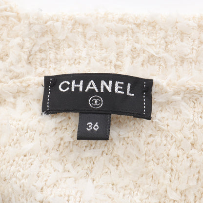 DEAUVILLE BIARRITZ VENISE ココマーク ニット Vネック コットン ナイロン シルク オフホワイト ブルー 2019年SS シャネル トップス CHANEL