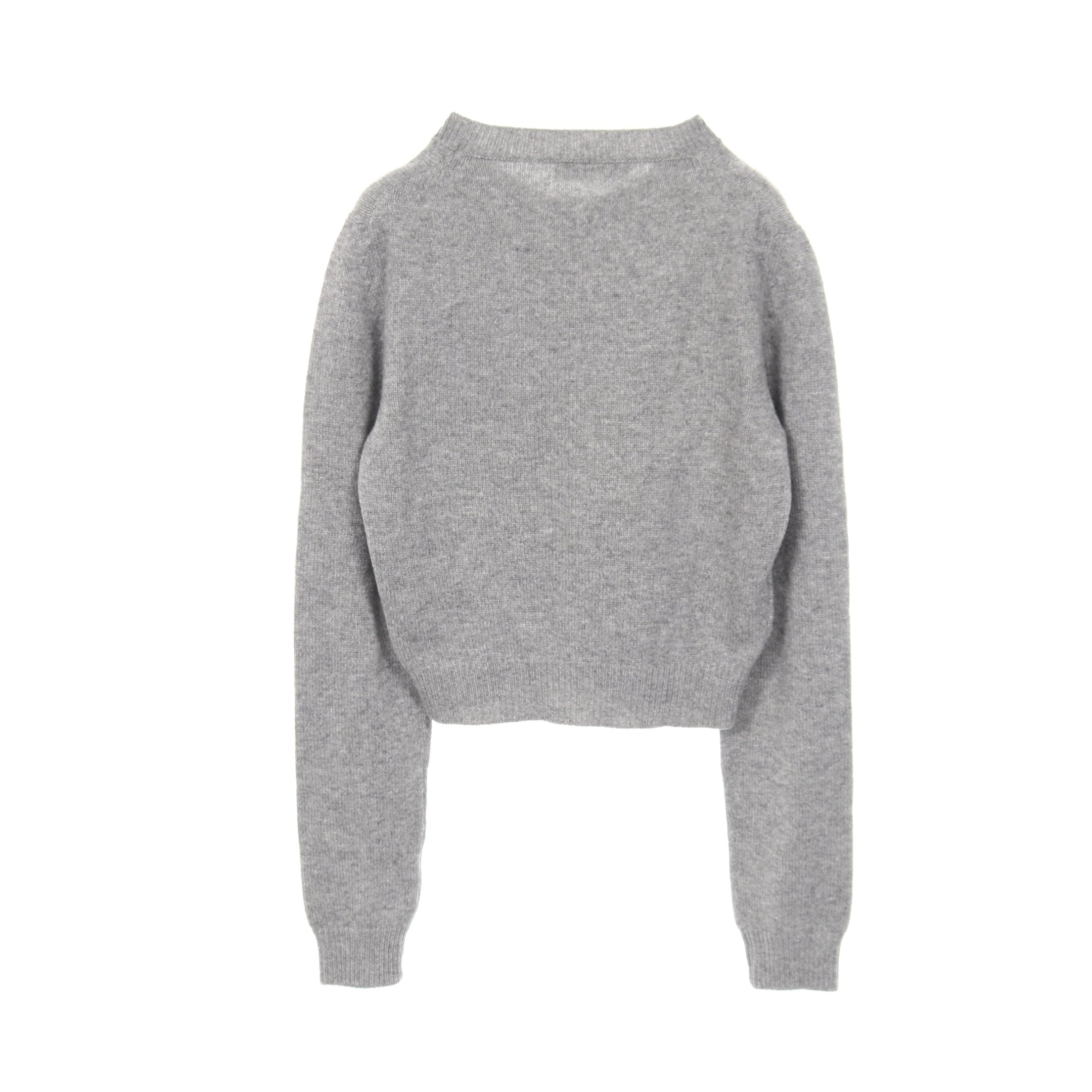 miu miu グレー ロゴ クロップドセーター ミュウ ミュウ Miu Miu ビーズロゴ クロップド ニット 衣料品 トップス